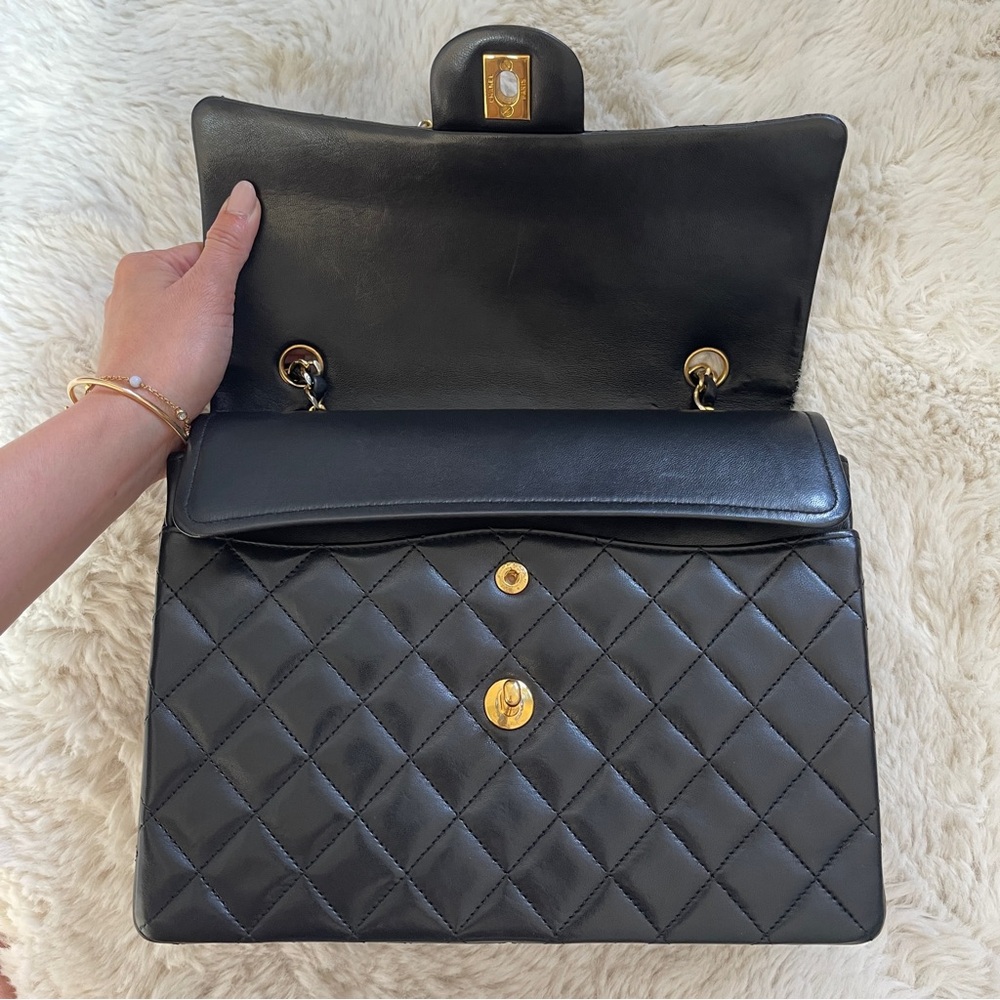 CHANEL Black Quilted Lambskin Classic Flap Bag with Gold Hardware - Picture 6 of 15